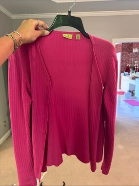 Caslon Fuchsia Ribbed Open Cardigan